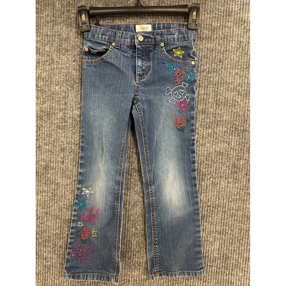 Circo Other - Circo Embroidered Jeans Kids 6 Blue Good Skull Star Rose Tattoo Denim Pants